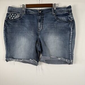Denim Women's Jean Shorts American Flag Size 22 Plus Size